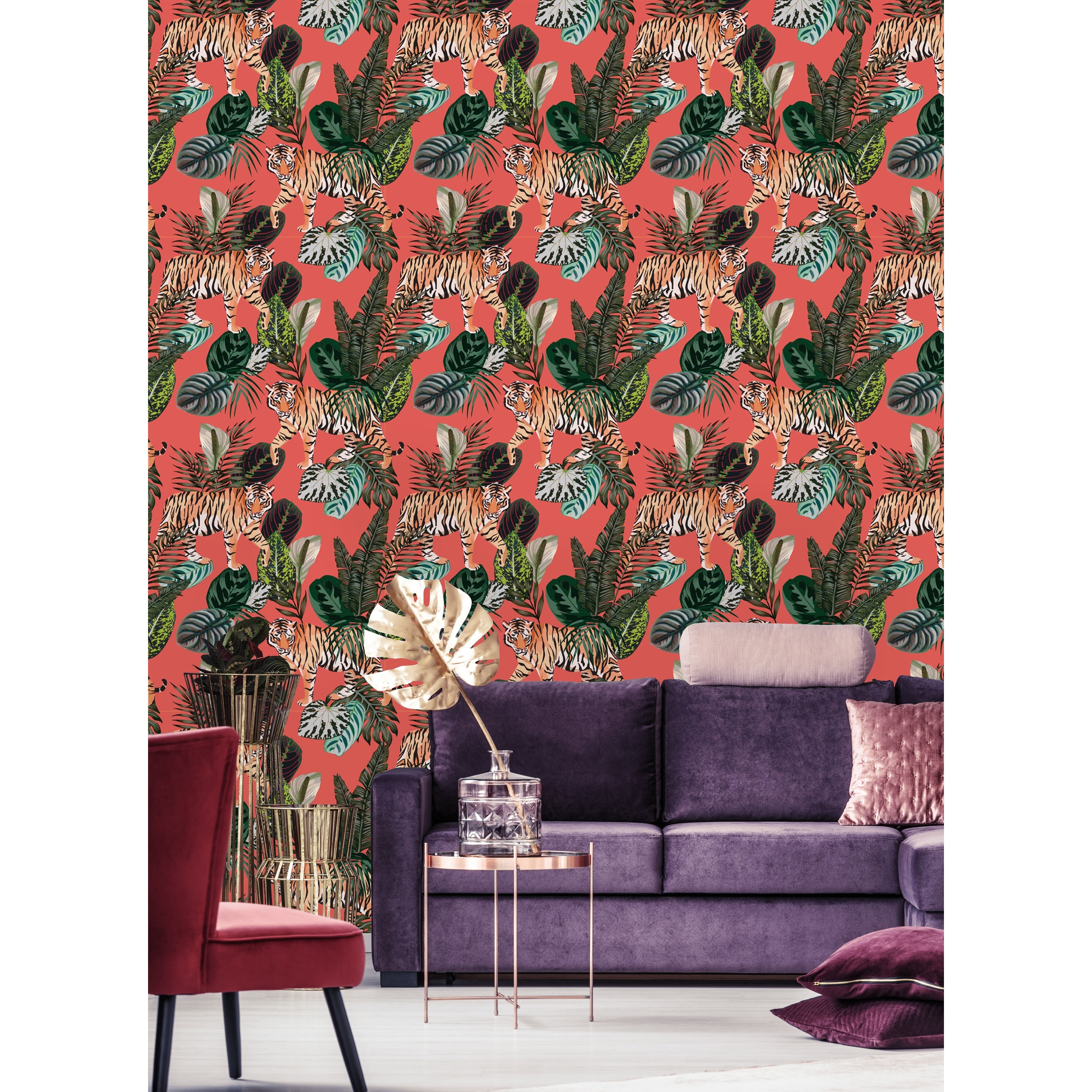 Tiger in the Tropical Jungle Peel and Stick Wallpaper - Overstock - 32616861
