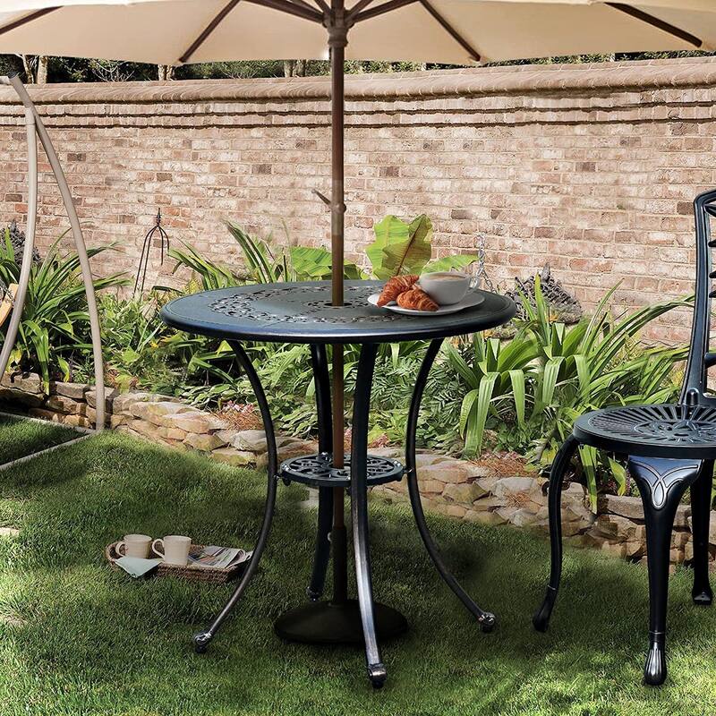 Demorian Cast Aluminum 25" Round Patio Dining Table Antique Bronze - Bronze