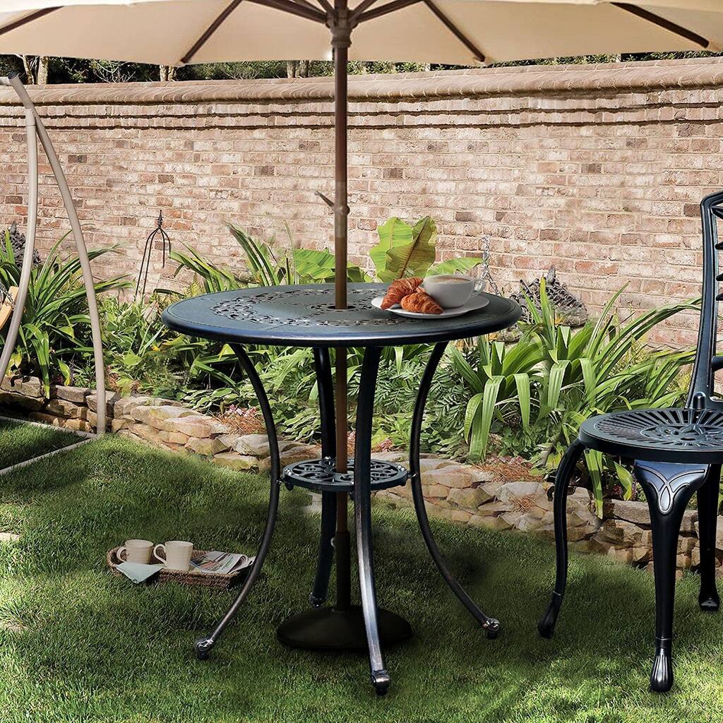 Demorian Cast Aluminum 25" Round Patio Dining Table Antique Bronze