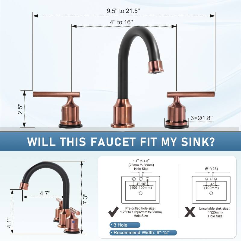WOWOW 8 in. Widespread Double-Handle Bathroom Faucet with Drain Kit