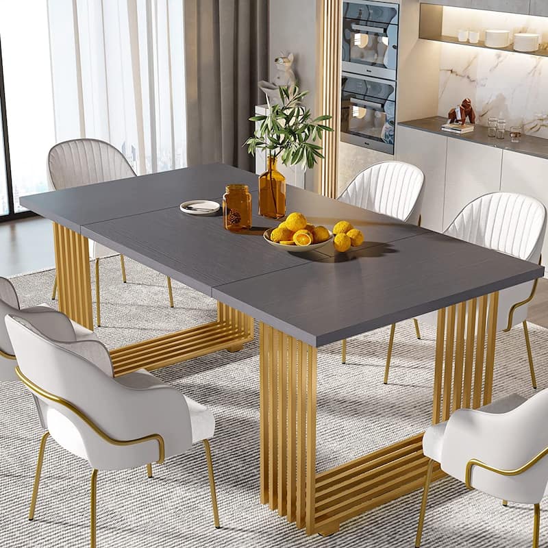 Modern Dining Table for 68 People, 70.8 Inches White Kitchen Table