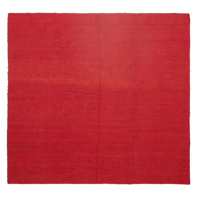 ECARPETGALLERY Flat-Weave Natural Red Wool Tapestry Kilim - 8'2 x 7'11 - Red - 8'2 x 7'11