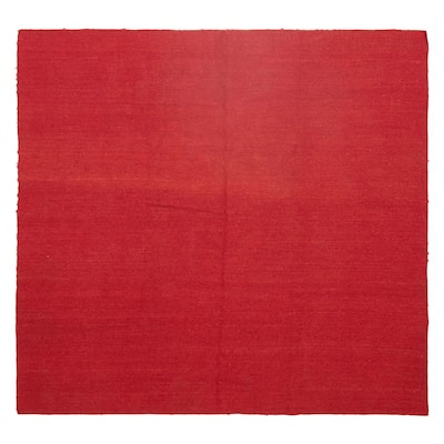 ECARPETGALLERY Flat-Weave Natural Red Wool Tapestry Kilim - 8'2 x 7'11