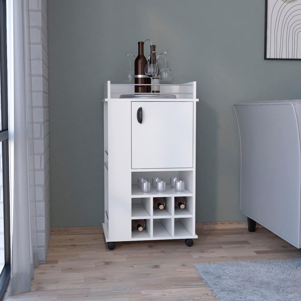 Bar Cart with 6 Built-in Wine Rack and Casters