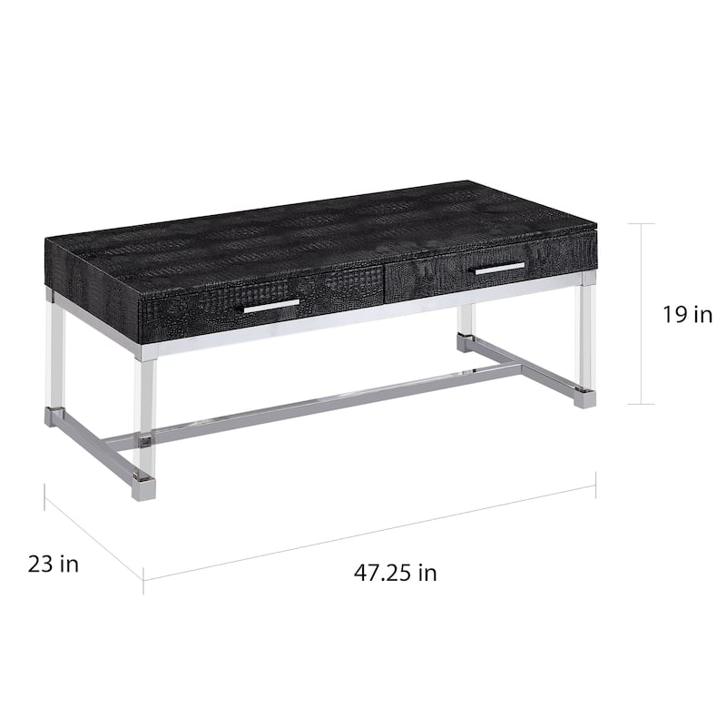 Furniture of America Jill Modern 47-inch Crocodile 2-drawer Coffee Table
