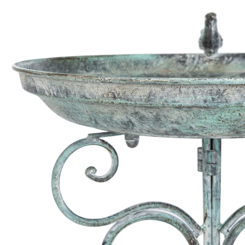 SAFAVIEH Outdoor Amya Victorian Scroll Iron Bird Bath - 16.5" W x 14.6" L x 29.1" H - 17"W x 15"D x 29"H