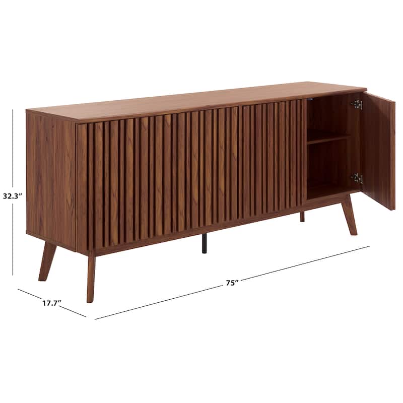 SAFAVIEH Helena 4-Door 4-Shelf Large Entertainment Media Stand for TVs up to 80" - 75"W x 18"D x 32"H
