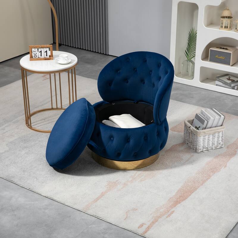 360 Degree Swivel Cuddle Barrel Accent Storage Chairs, Round Armchairs with Wide Upholstered, for Living Room