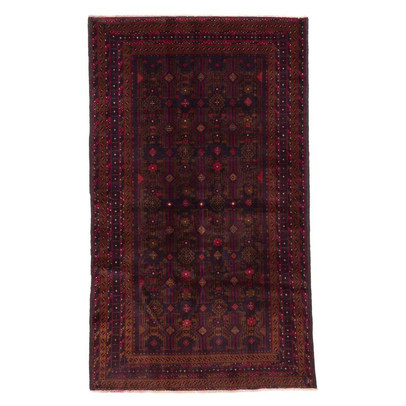 ECARPETGALLERY Hand-knotted Teimani Dark Navy Wool Rug - 3'7 x 6'1