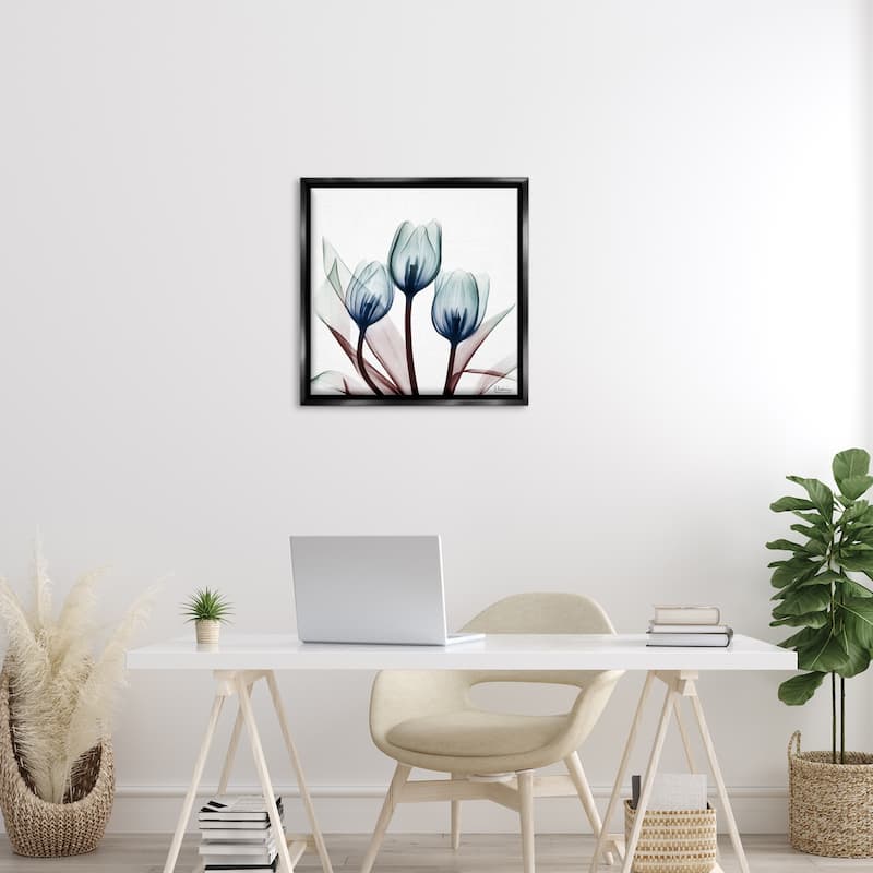 Stupell Chic Blue Translucent Tulips Framed Floater Canvas Wall Art Design By Albert Koetsier