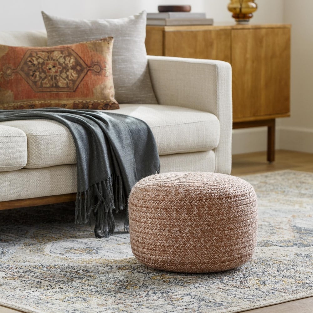 Livabliss Entwined Modern & Contemporary Solid Color Pouf
