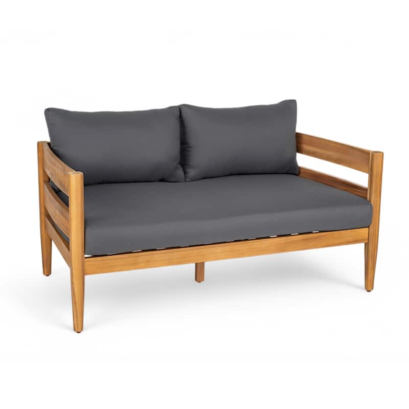 Christopher Knight Home- Jackson Curved Acacia Wood Outdoor 4 Piece Chat Set