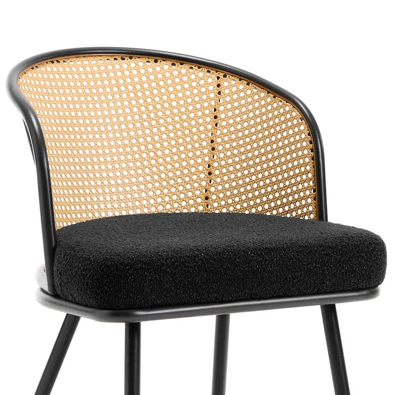 Upholstered Rattan Dining Chairs with Metal Legs Set of 2/4 - 29.92"H x 20.5"W x 23.03"D
