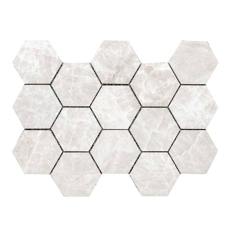 Galleria White 3x3 Semi-Polished Porcelain Hexagon Mosaic Tile - Floor, Wall, Backsplash