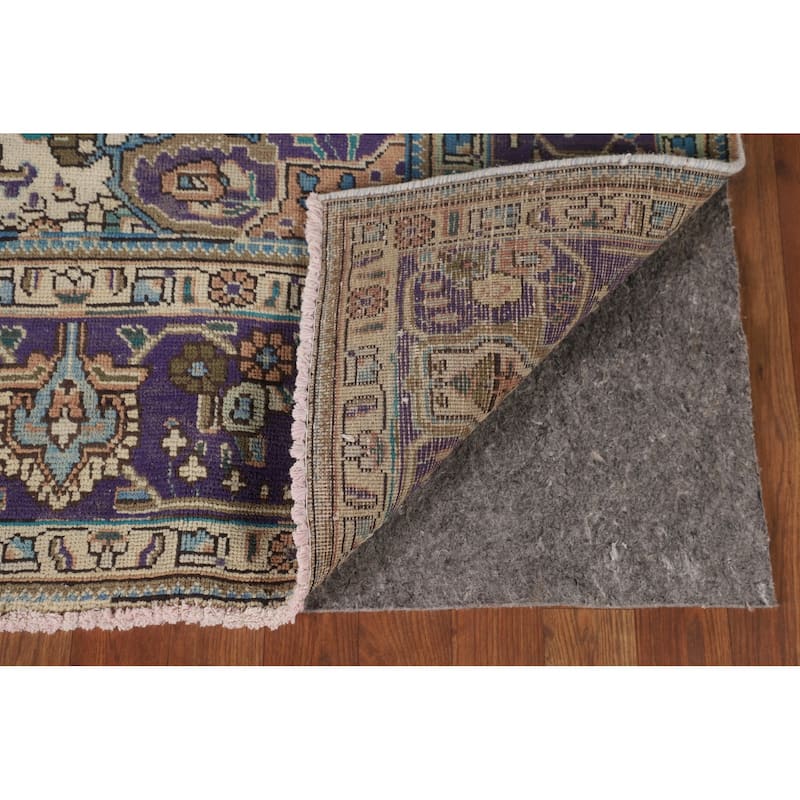 Floral Coral Tabriz Persian Vintage Area Rug Handmade Wool Carpet - 6'9"x 9'10"