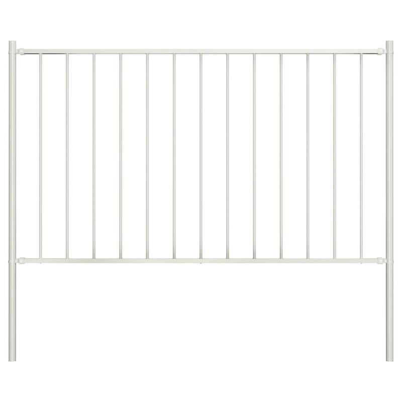 vidaXL Fence Panel with Posts Powder-coated Steel 5.9 ft x 4.1/2.5/3.3 ft - 1.81 x 1 m/ 1 - White