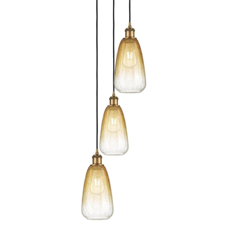Innovations Lighting 113B-3P-40-13 Brookhaven Almond Pendant - Brushed Brass / Amber