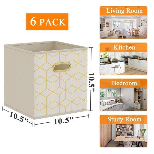 11 Inch 6 Pack Fabric Storage Cubes with Oval Grommets - Bed Bath ...