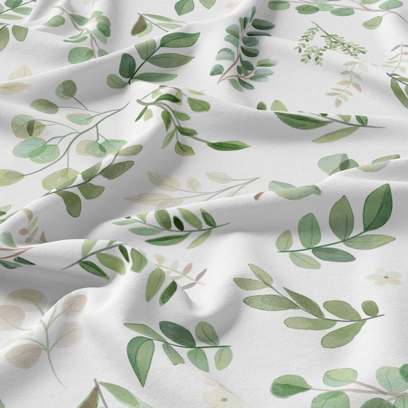 Sweet Jojo Designs Green Boho Floral Leaf Neutral Queen Duvet Cover Bedding Set Bohemian Woodland Garden Watercolor Botanical