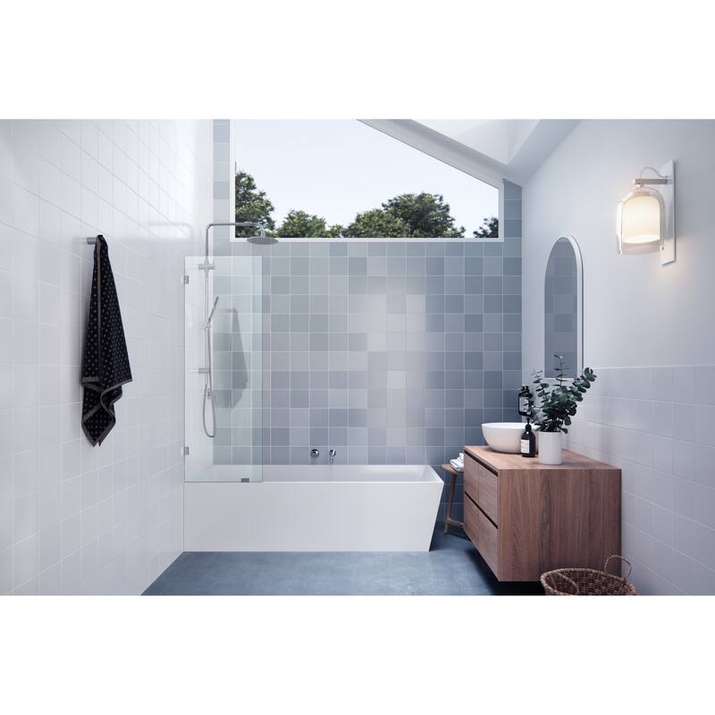 Glass Warehouse 58.25" x 20" Frameless Shower Bath Fixed Panel