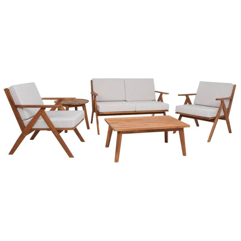 SAFAVIEH Outdoor Adalgisa 5-Piece Outdoor Set - 31W x 31D x 49H