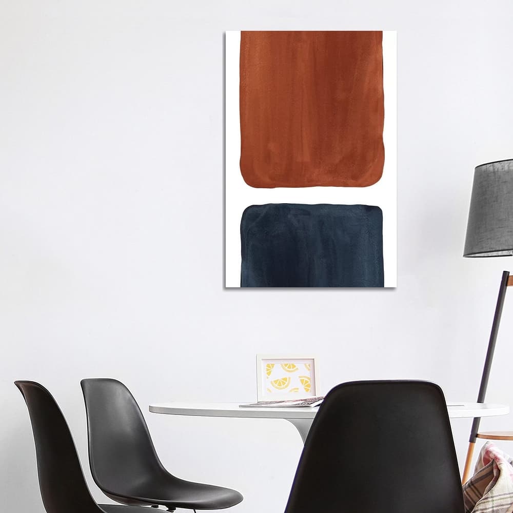 iCanvas "Navy Blue And Terracotta Geometric Watercolor" by Whales Way Canvas Print