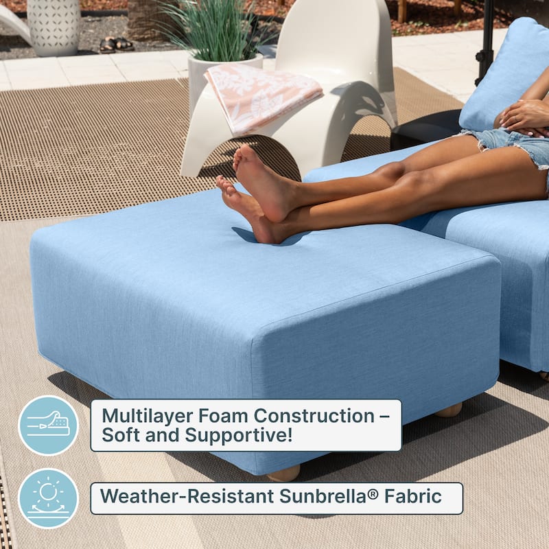 Jaxx Vada Outdoor Sun Lounger Loveseat Luxurious Modular Double Chaise and Conversation Nook - 72" W x 79.5" D x 25.5" H