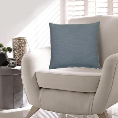 Ina 22 Inch Accent Throw Pillow Set of 4, Square, Classic Blue Cotton Linen