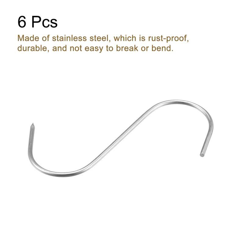 Meat Hooks, Stainless Steel S-Hook, Meat Processing for Chicken 6Pcs - Silver Tone