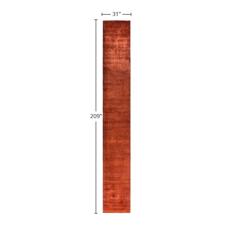 Contemporary Overdyed Wool Hand Knotted Runner - 2' 7" x 17' 5"