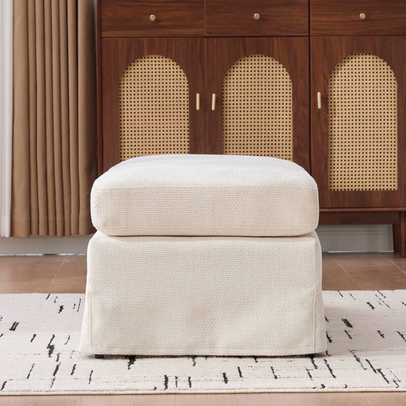 46"W Modern Chenille Storage Ottoman