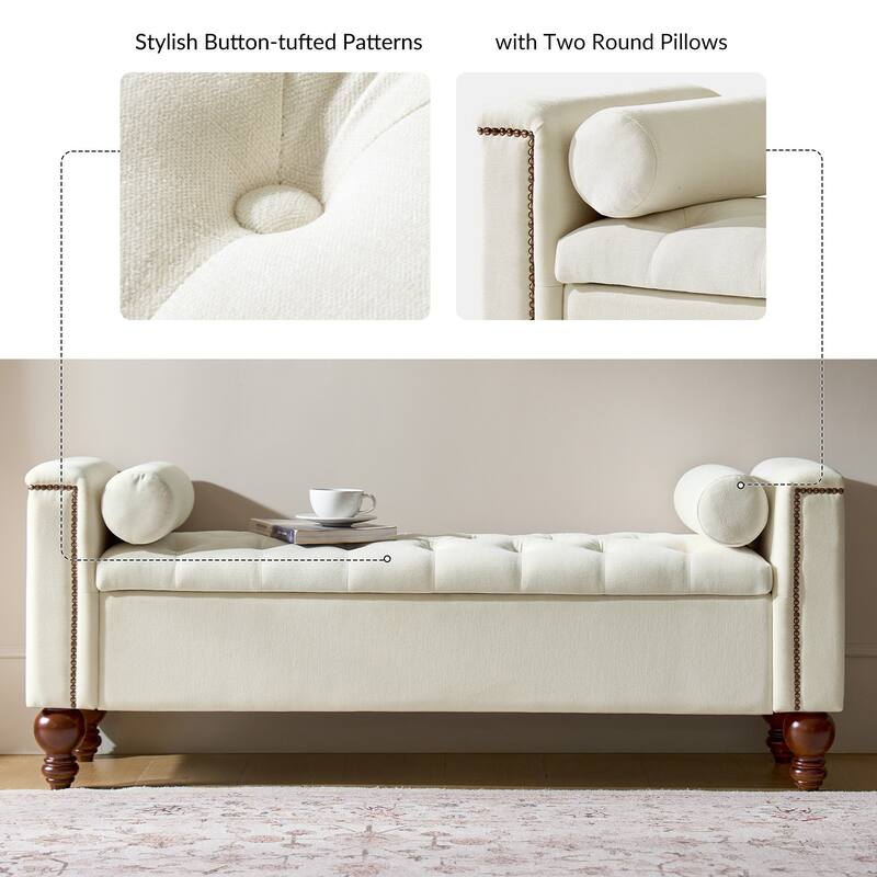 Poncio Storage solid wood legs Bench by HULALA HOME