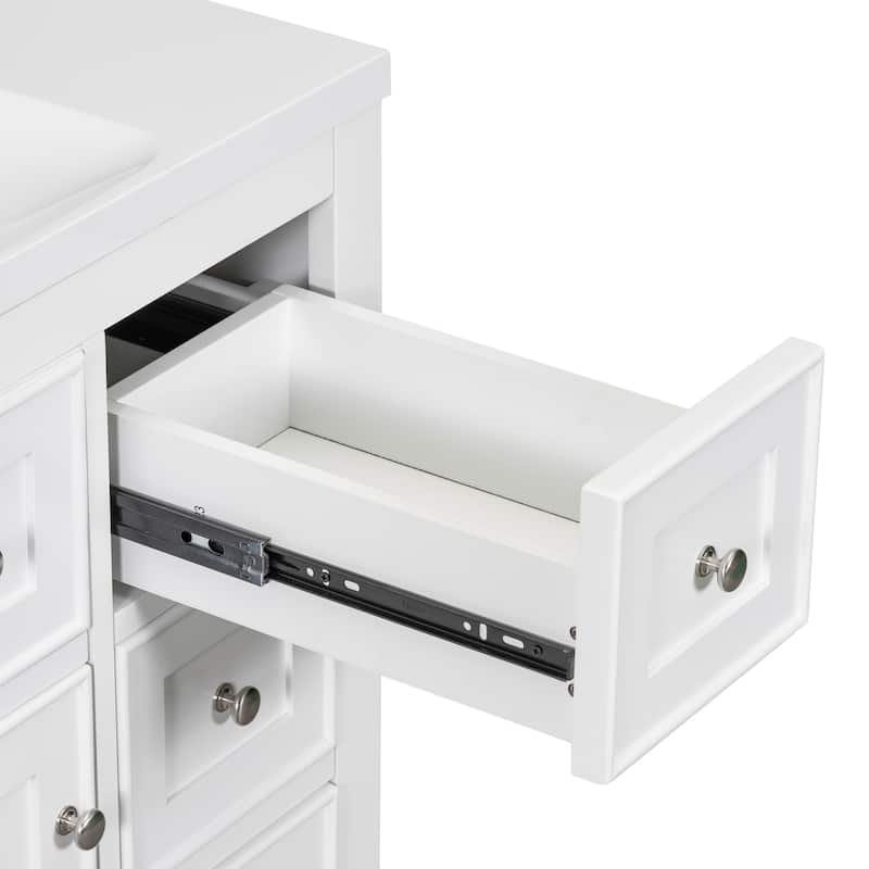 GDFStudio - Avalon 36-Inch Bathroom Vanity Cabinet Base Only, One Cabinet, Solid Wood & MDF Board, Painted Finish