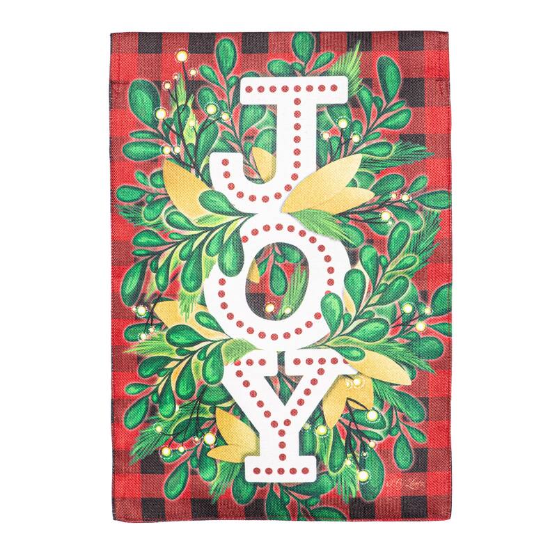 12.5 in. x 18 in. Holiday Joy Burlap Garden Flag - Multicolor - 12.5 in x 18 in