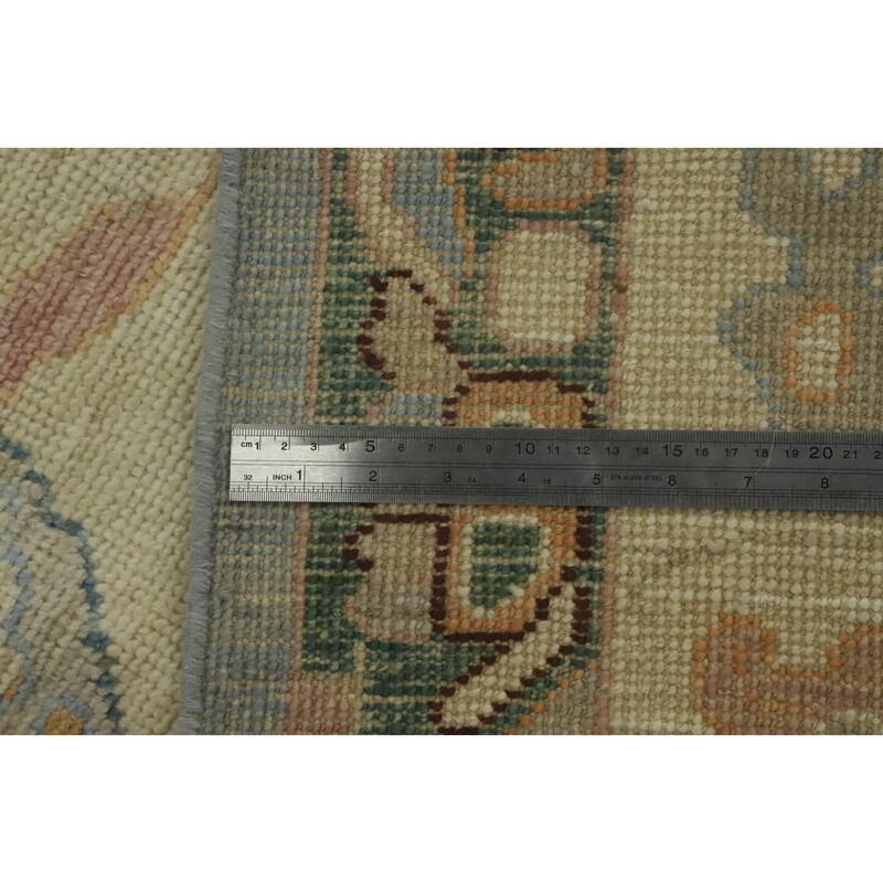 Vegetable Dye Wool Oushak Turkish Area Rug, Medallion Geometric Carpet - 11' 9'' X 9' 0''