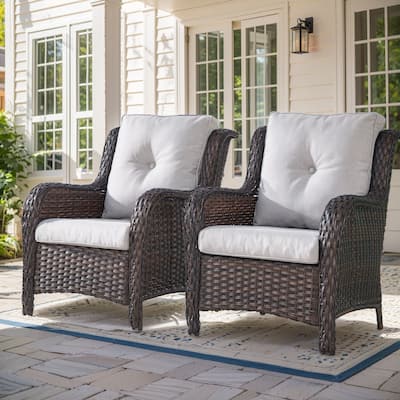 Pocassy 2 Pieces Outdoor Patio Chairs with 4 Inch Cushion