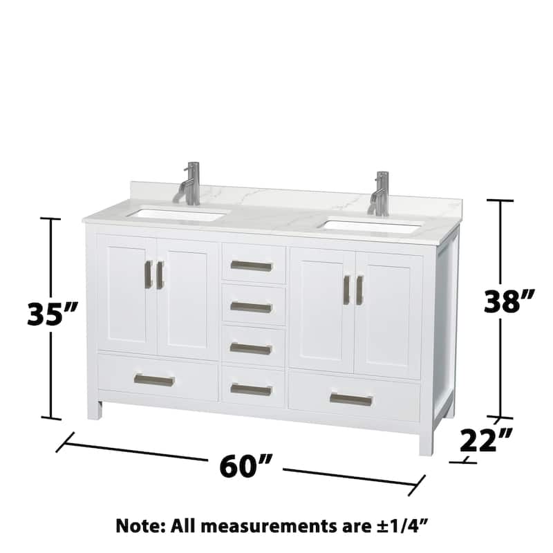Sheffield 60-inch Double Vanity, Single Hole Quartz Top
