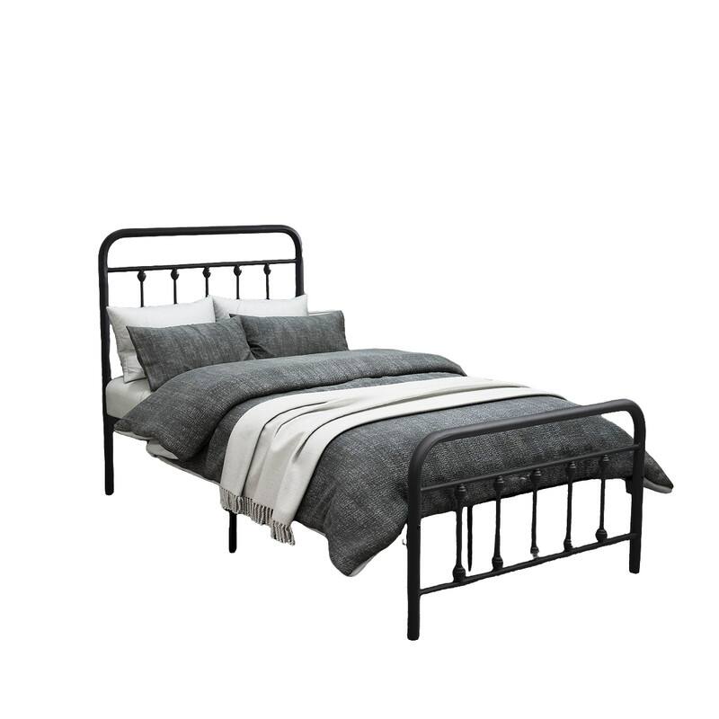 Metal Platform Bed Frame featuring a Headboard, Sturdy Slat Support, No Box Spring Required, and Easy to Assemble‌.
