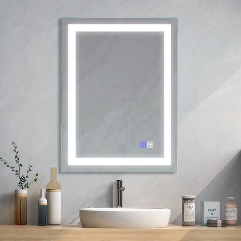 ExBrite 24 x 32 Inch LED Light Vanity Mirror for Bathroom,Defogger CRI more than 90 Makeup Mirror,Auto Memory Touch Switch