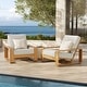 preview thumbnail 1 of 14, Lirienne Outdoor Patio Aluminum Faux Wood Armchairs Set of 2 Ivory Natural
