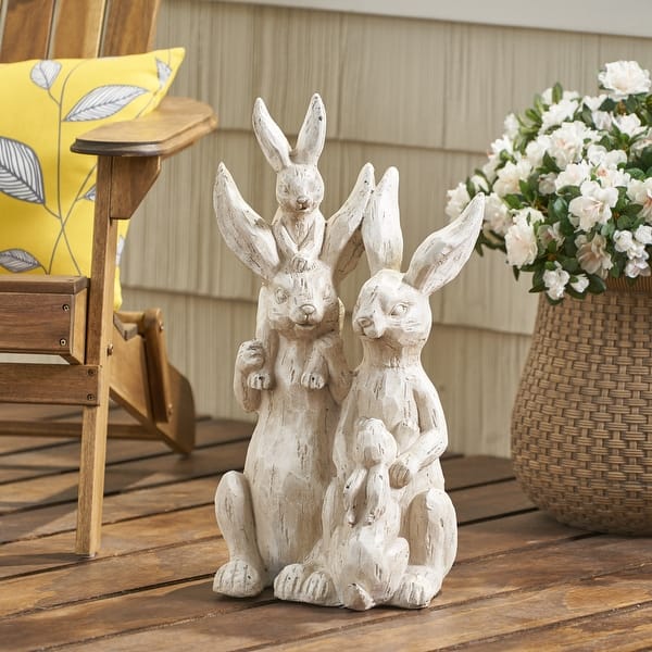 Haston Outdoor Rabbit Family Garden Statue by Christopher Knight Home ...