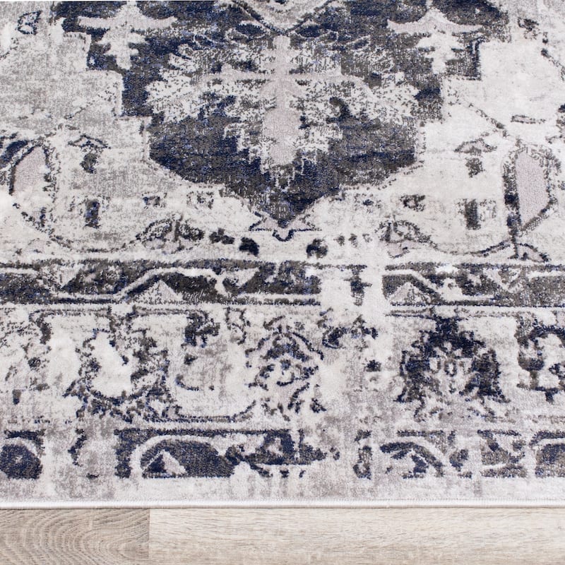 Chase Collection - Grey/Blue Medallion Border Rug