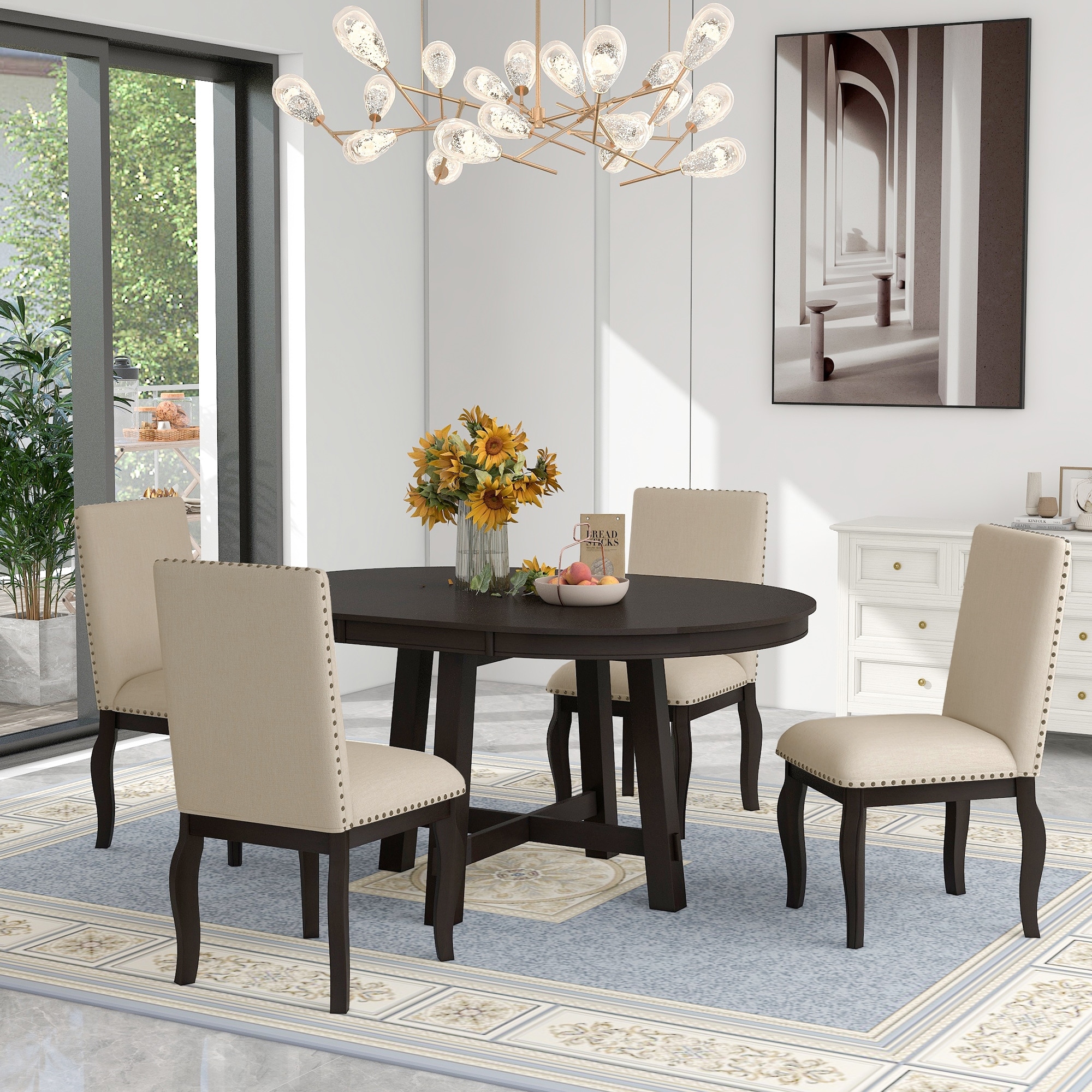 Farmhouse dining table set for 4 sale