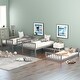 preview thumbnail 12 of 16, Twin Size Pine Wood Triple Bunk Bed with Guardrails, Convertible Ladder and Slide, Convertible Configuration
