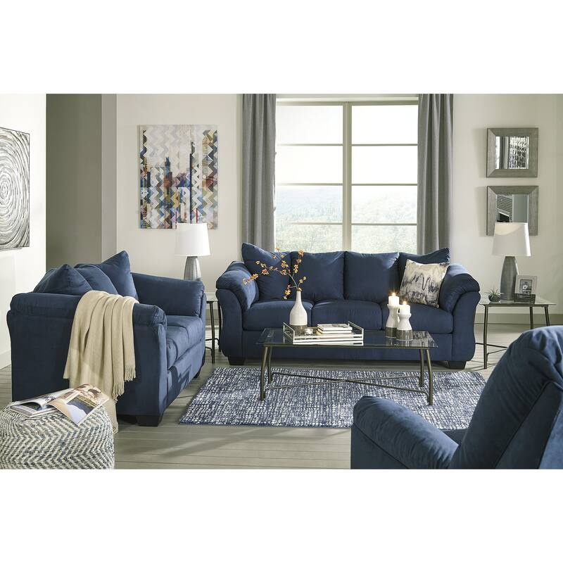 Signature Design by Ashley Darcy 3-Piece Upholstery Package - 87" W x 37" D x 37" H - Blue