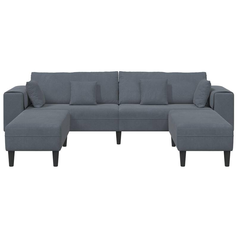 vidaXL Velvet Sofa with Cushion with Pillow Black/Dark Grey 208 cm Velvet