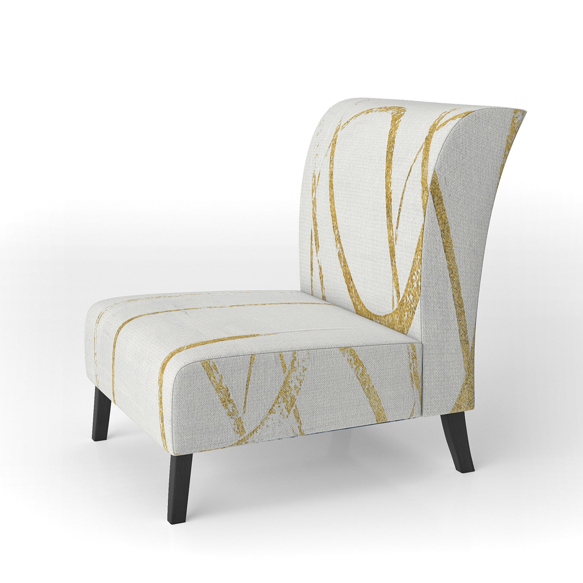 Modern Gold Geometric Abstract Fabric Upholstered Designart Chair