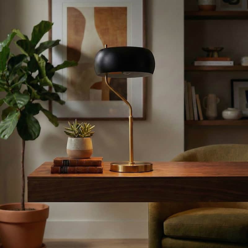 Demmex Black and Gold Table Lamp with Ceramic Fixture