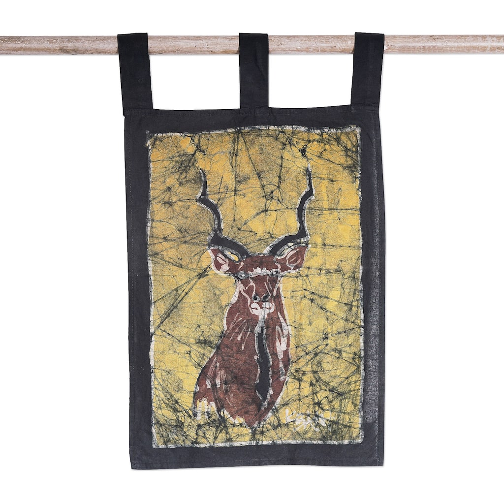 Novica Handmade Greater Kudu I Batik Cotton Wall Hanging