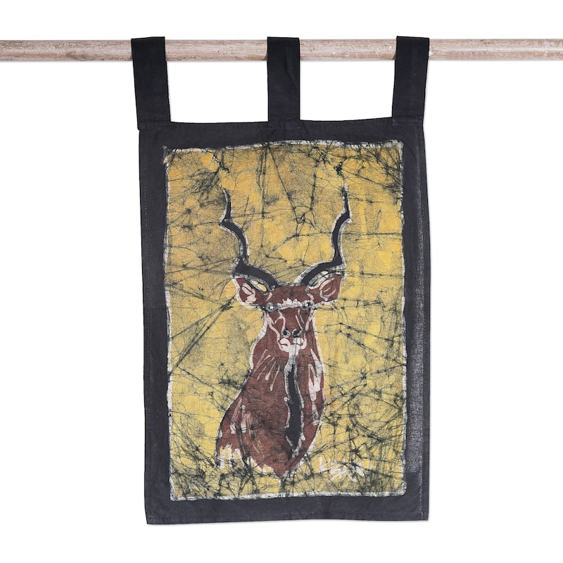 Novica Handmade Greater Kudu I Batik Cotton Wall Hanging